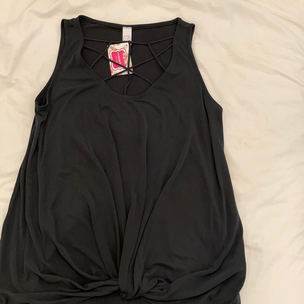 New Callie Caged Black Tank